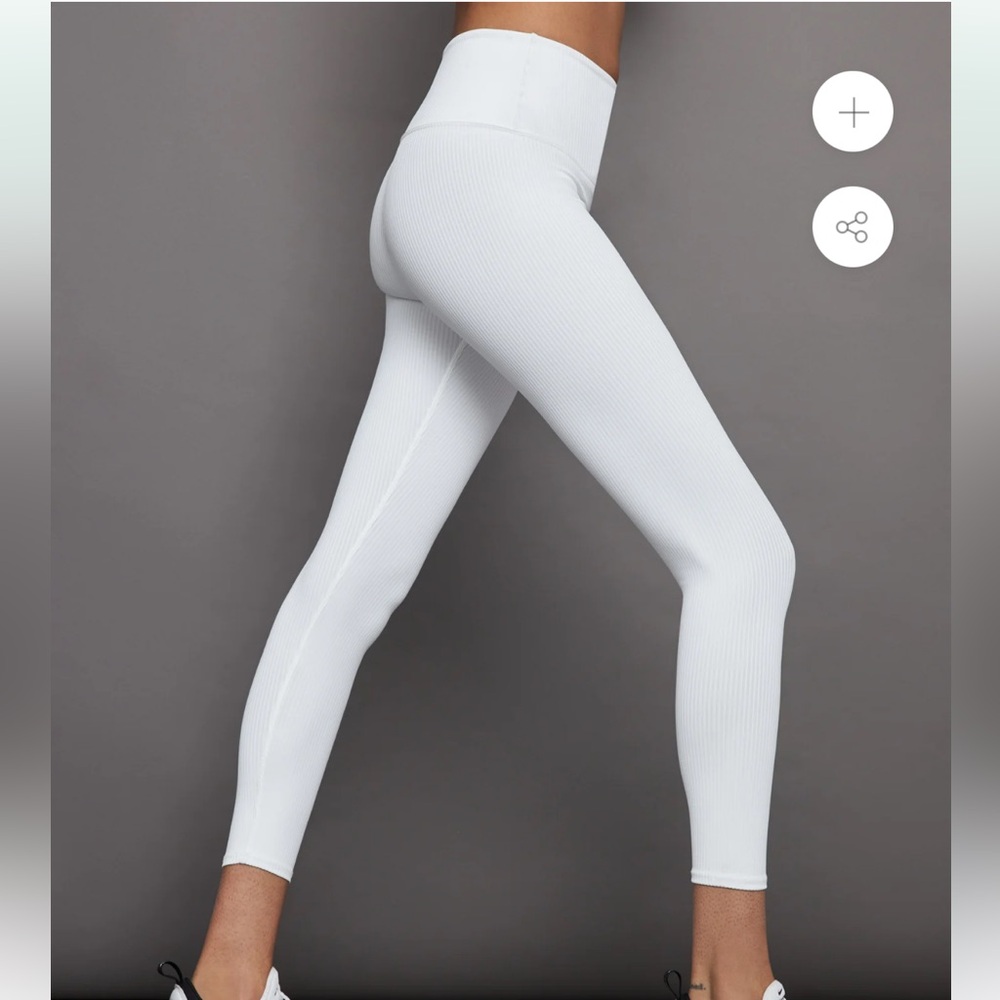 Carbon38 white ribbed leggings size XS